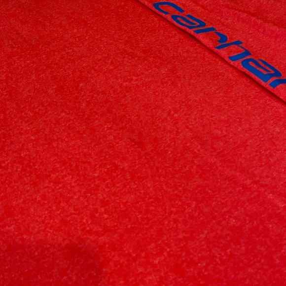 Carhartt Men's Bold Red Long Sleeve Tee with Blue Logo - Picture 5 of 5